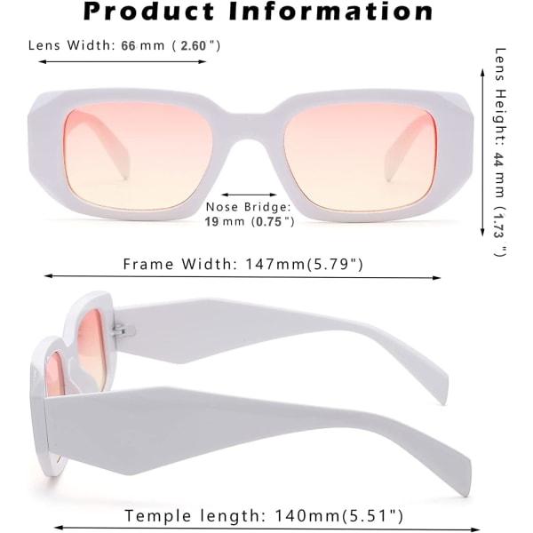Solbriller Kvinner Herre Retro 90-talls rektangulære solbriller Kvinner Motesolbriller Retro Liten firkantet innfatning UV400 Beskyttelsesbriller med etui