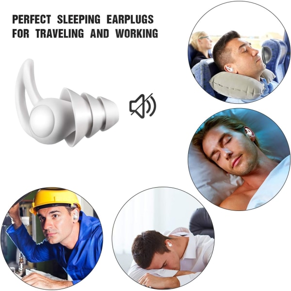 Myke søvnørepropper Gjenbrukbare silikonstøyreduserende ørepropper Th