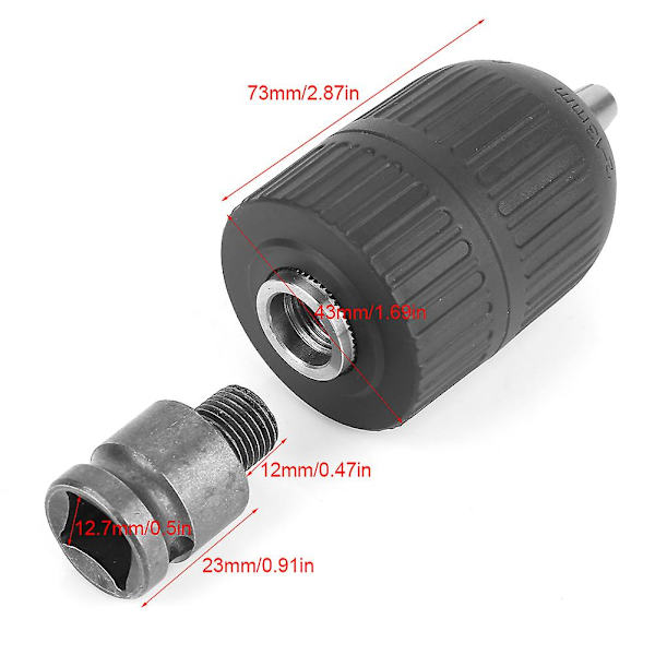 2-13mm 1/2\"-20unf avaimeton porakistukka 1/2 iskuporakoneen istukan sovittimella
