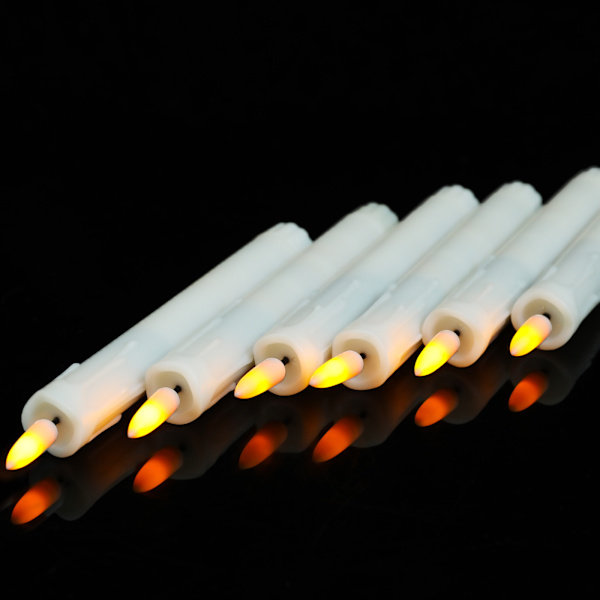 6-pack 17,5 cm flimrande flamlösa ljus (vita) med fjärrkontroll, batteridrivet LED-fönsterljus, timer, plastflamlösa ljus