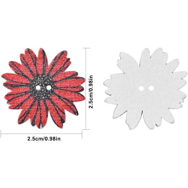 50 st knappar 25 mm krysantemum träblommor träknappar blandade slumpmässiga mode för sömnad scrapbooking dekorativ DIY hantverk babykläder tillbehör