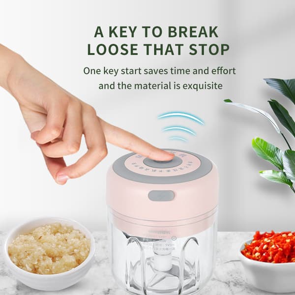 Grön Mini Elektrisk Hackare, Mat Hackare Grönsak Hackare Processor med 300ML Glas Skål, Elektriska Köttkvarnar för Barnmat, Kött, Chili, Garl
