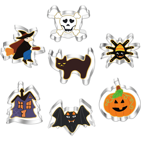 Halloween kakformar i rostfritt stål, matlagningsverktyg för Halloween-festgodis, 3-delars dekoration