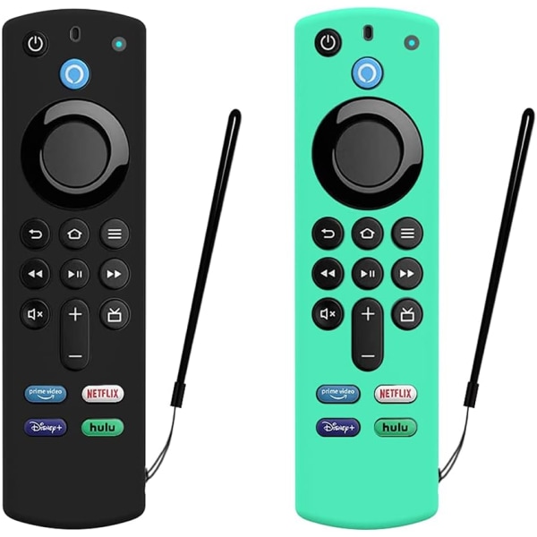 Ice Blue + Black - 2st case för Voice Remote (3:e generationen) (2021 release), Stötsäkert cover för Fire TV Stick 4K-fjärrkontroll med