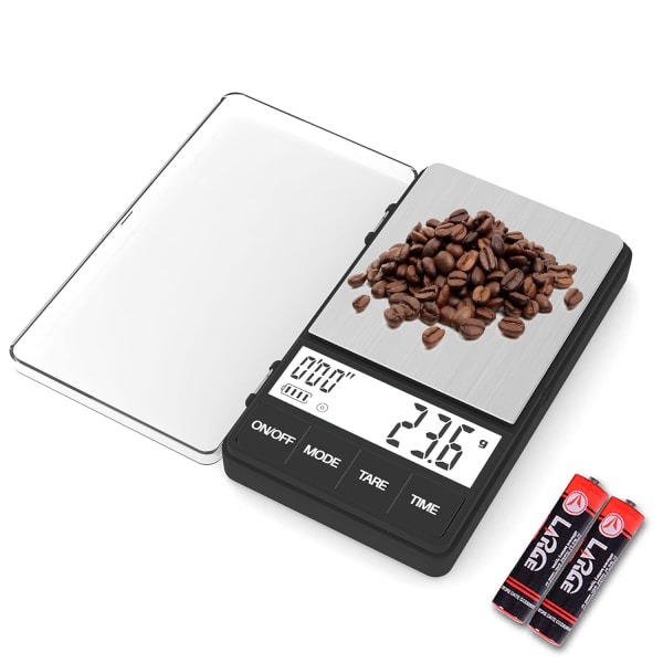 Espressovægt med timer 1000g x 0,1g kompakt, tynd rejsekaffevægt, mini digital vægt gram og oz