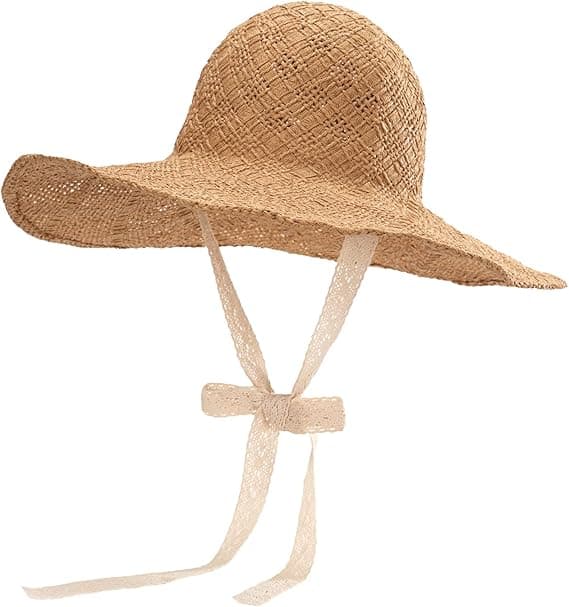 Khaki Halmhat til kvinder Bred skygge Sommer Strandhatte Sammenfoldelig UV-beskyttelse Solhatte til fritidsrejser
