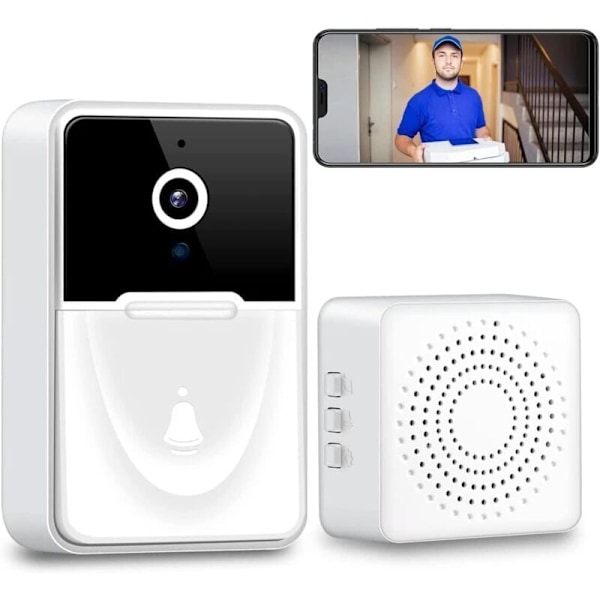 Trådlös video dörrklocka med kamera, WiFi video dörr med dörrspel, 1080PSurve övervakning HD vision, hem intercom, intelligent säkerhet suppo