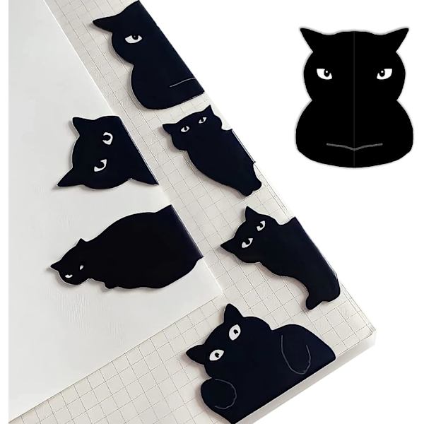 Magneettinen kirjanmerkki (7 kpl), utelias kissa väri musta, alkuperäiset kirjanmerkit, erikoiskirjanmerkit Kirjanmerkki on käytännöllinen ja luova lahja opettajille,