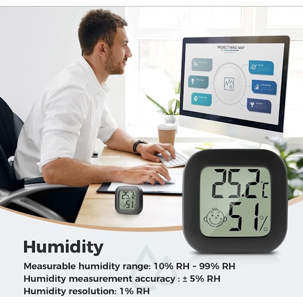 4 Delar Mini LCD Termometer Inomhus Digital Hygrometer Hög Precision Hög Precision temperatur -50 ℃ 70 ℃ 10% 99% HR för Vardagsrum Baby Baby Ch