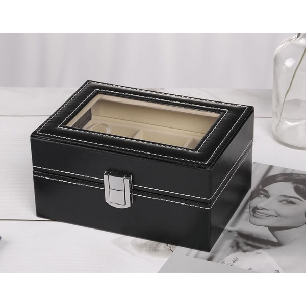 Watch Box Organizer with Glass Watch Case PU Leather and Velvet Case and Storage Box (4 Positions)