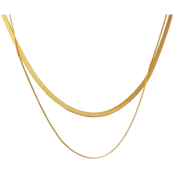 Halsband- 14K guld/silverpläterad ormkedja Halsband fiskben