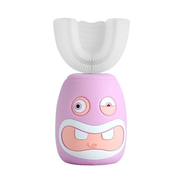 Cartoon Pattern Electric Toothbrush Kids Smart 360 Degrees U-shaped Si pink