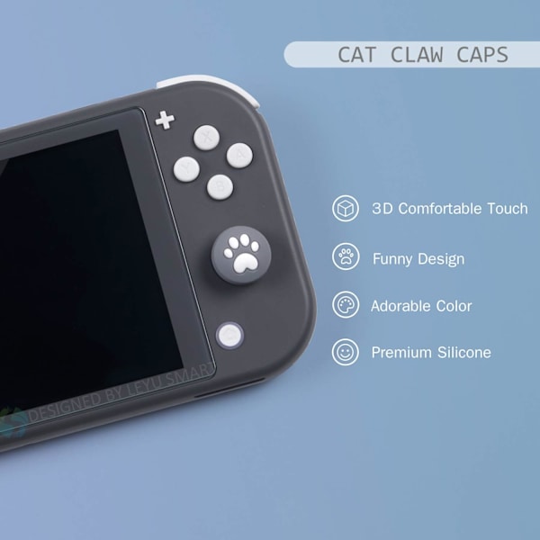 4 stk. (grå) - Smart Thumb Grip Caps til Nintendo