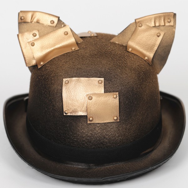 Kvinde Katteører Steampunk Hat - One Size - Bronze Farve