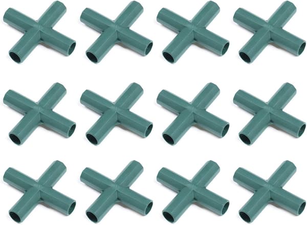 12 Pak 16mm Stærke PVC 4-Vejs Drivhusrammeforbindelser