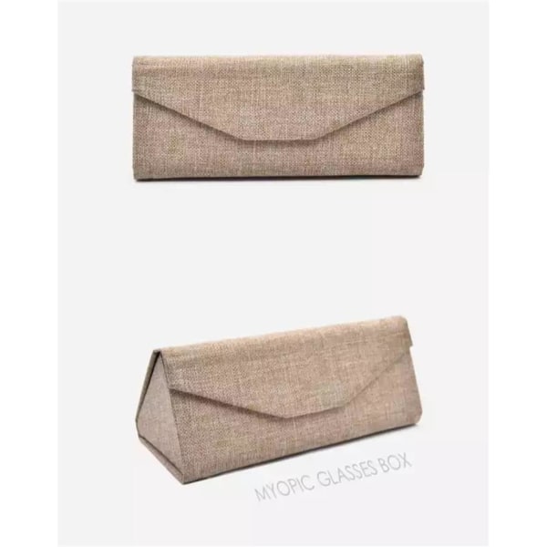Grå Lin - Brilleetui Kvinner Designer Hard Case for Solbriller og Lesebriller - Miljøvennlig Lin Brilleetui Trekant Folding Myopia Sung