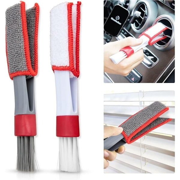 Set med 2 fjäderborstar för persienner, multifunktionellt rengöringsverktyg 2 i 1 med dubbelsidigt mikrofiber, avtagbar och tvättbar borste för tangent