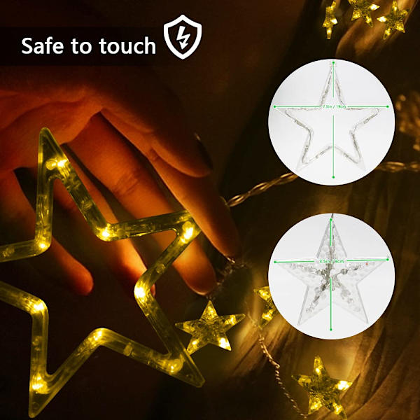 LED-tähtitaivasverhovalo Ramadan-huonekoristeluun (lämmin valkoinen)