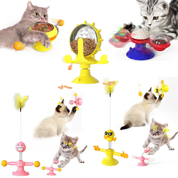 Vindkraftverk Katt Leksak, Interaktiv Retande Katt Leksak med LED-boll och Kattmynta Boll