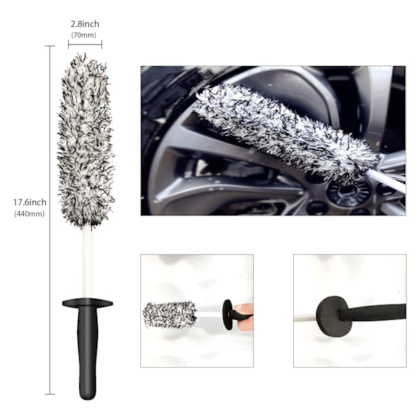 Svart mikrofiberfälgborste för tvätt av aluminiumfälgar