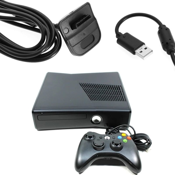 2 kpl USB-latauskaapelin korvaava kaapeli, yhteensopiva Xbox 360 -ohjaimen kanssa, musta