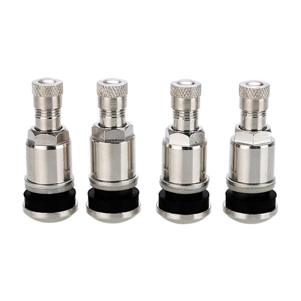 4 kpl 45 mm hopeanvärisiä teräsauton renkaan venttiilejä