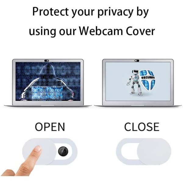 Webkameradeksel (hvit) [8 stk], Ultra-tynn bærbar webkameradeksel for smarttelefoner, bærbare datamaskiner, nettbrett, beskytt personvernet ditt