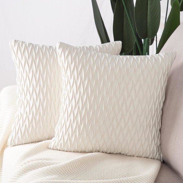 Hvid 45x45cm 2 stk. Blød fløjls dekorativ pudebetræk Luksus sofa soveværelse