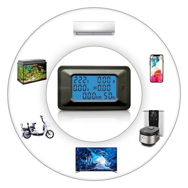 Digital spänningsmätare 20A LCD 5KW energimätare effektfaktor energifrekvensmätare voltmeter amperemeter d amperemeter d
