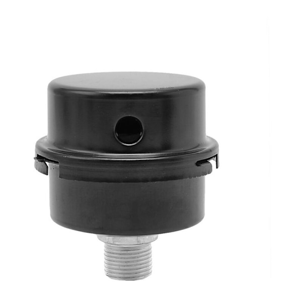 Luftfilter lyddæmper, 3/8\" gevind 16mm Støjsvage filterdele til luftkompressor, sort (rund - metal)