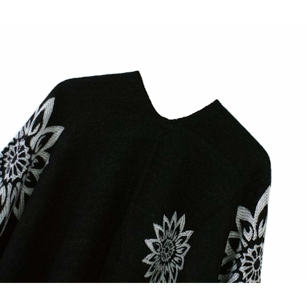 Varmt sjal til kvinder, ydre tørklæde, strikket tæppe, dobbeltsidet fortykket poncho, kvinders farveblokeret sjal, indpakket poncho med frontåbning