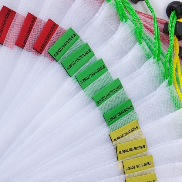 ECOWAARE Pakke med 15 gjenbrukbare nettposer - miljøvennlige - vaskbare og transparente - med fargerike taralapper - 3 størrelser