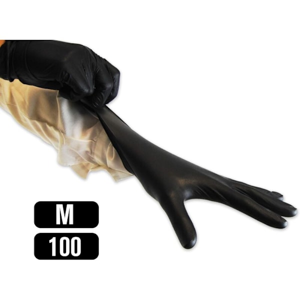 Nitrilhandskar i storlek M (förpackning om 100), latexhandskar, nitrilhandskar (utan latex) svarta