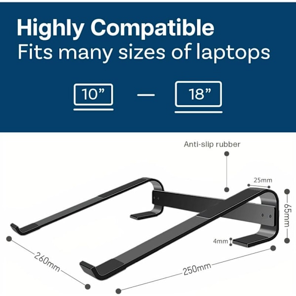 Laptop computer support - Laptop PC support 10 til 18 tommer - Ventileret universal support til laptop kompatibel med MacBook, Notebook, Asus, Acer, et
