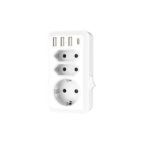 USB-monitoimipistorasia, 7 in 1 USB-seinälaturi pistorasia 3 AC-pistorasialla (16A, 3800W), 3 USB-porttia 5V/3.4A, 1 Type-C-portti, kotiin, toimistoon, matkoille
