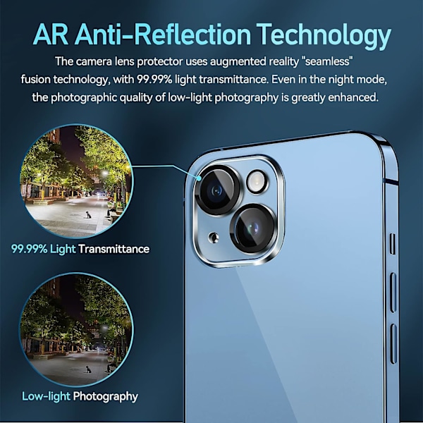 [4 stycken] Bakre kameraskydd kompatibel med iPhone 14 6.1“ / iPhone 14 Plus 6.7'' Kamera, Kameraskydd [Anti Scratch] Ultra Resistent Temp