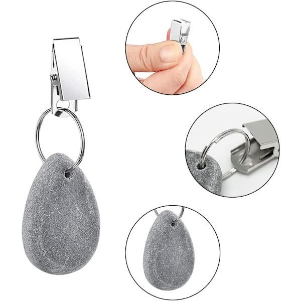 Vekter Hangers, Duk Henger Stein Bord Dekke Vekter med Metallklips for Utendørs Fest Piknik Borddekorasjon (Grå, 8stk)