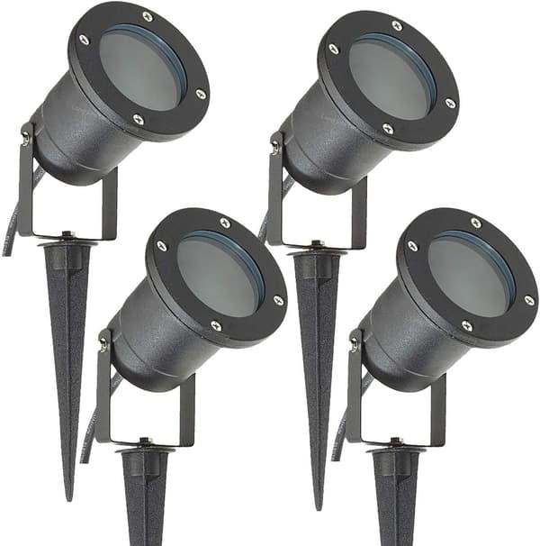 4-pack utomhus trädgårdsspikljus markmontering eller Watt IP65 matt svart