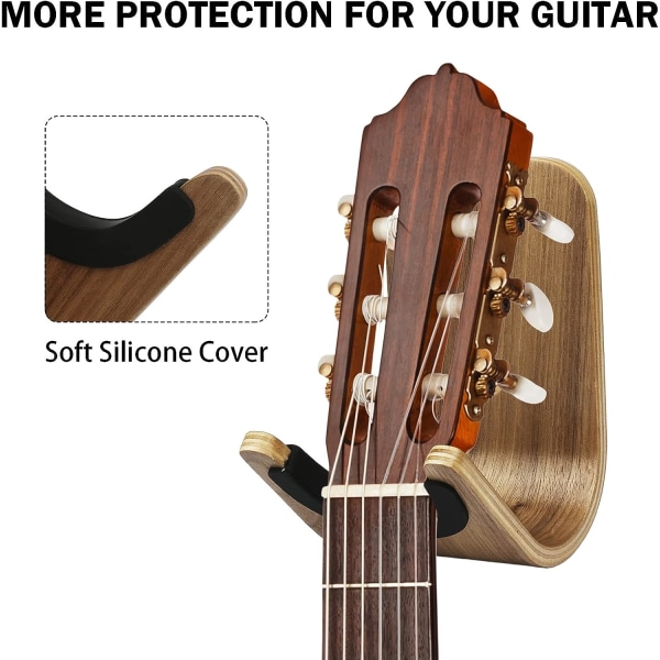 Gitarveggfeste, treveggfeste for ukulele, bass, akustiske og elektriske gitarer, gitar