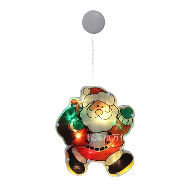 Julevinduslys dekorasjon, 19*16,5cm LED-lys-nissebatteri med sugekoppkrok