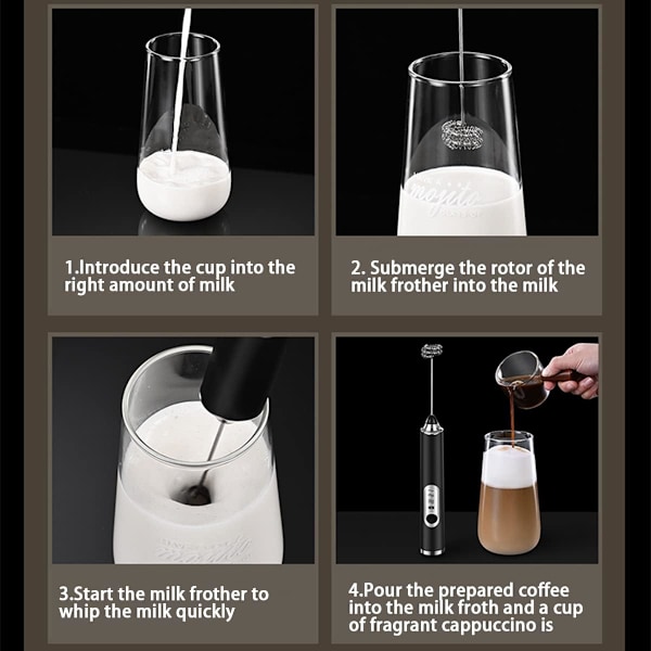 Melkeskummer Kaffe Melkeskummer USB Oppladbar Håndholdt Melkeskummer 1 Melkeskummer 1 Visp for Cappuccino, Varm Sjokolade, Kaffe, Latte