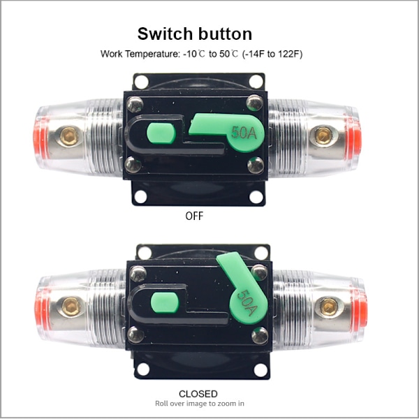 In-Line kretsbrytare, 12V-24V DC bilstereo In-Line säkringshållare Inverter med manuell återställnings säkringshållare Audio In-Line kretsbrytare för Automoti