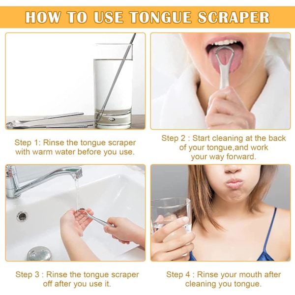 Tungeskrape, i eske, sett med 4