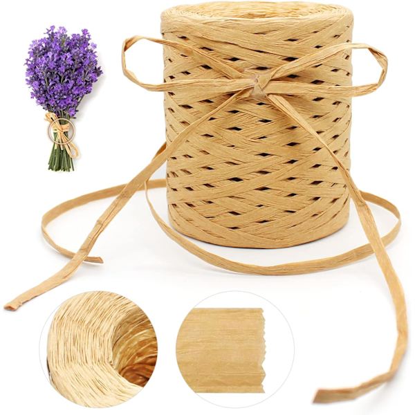 Naturlig Papir Raffia Bånd Raffia Spole 200m pr. Rolle til Håndværk, Gaveindpakning, DIY Dekoration Gaver DIY Vævning og Havearbejde