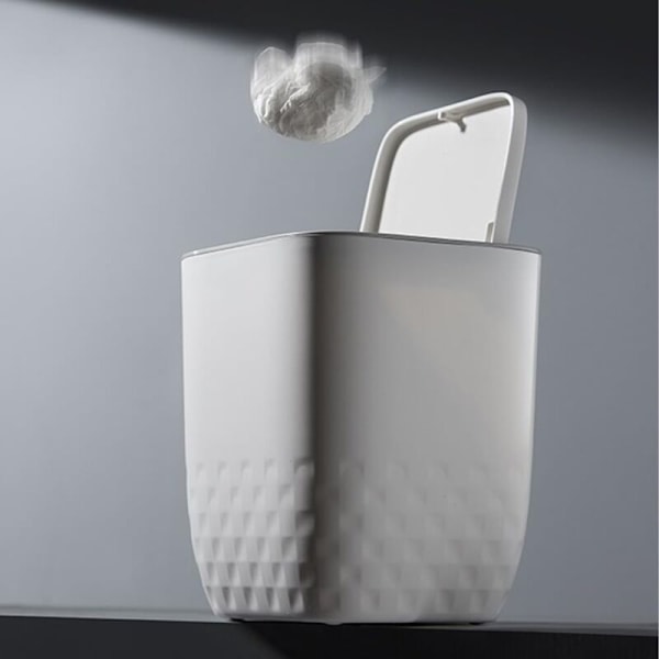 1 stk liten bordbøtte, mini kjøkkenbord søppelbøtte, mini baderom søppelbøtte med knappdeksel, mini skrivebordssøppel, for baderom, kjøkken, skrivebord