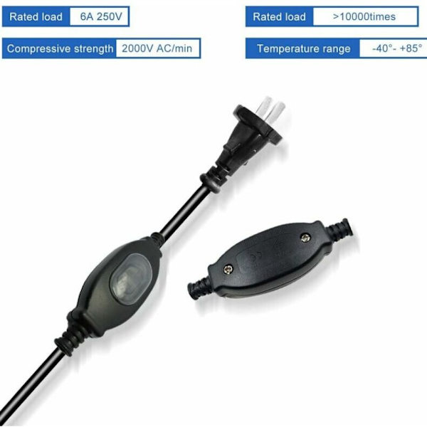 Ledning Afbryder, 2 Stykker 250v Vandtæt Ledning Afbryder, Ip65 Cert