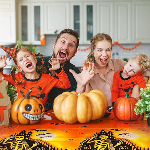 Halloween-duk, 137X274cm duk Halloween-dekorasjon, skummel gresskar-duk, rektangulær duk, Halloween-skjelettduk, Wat