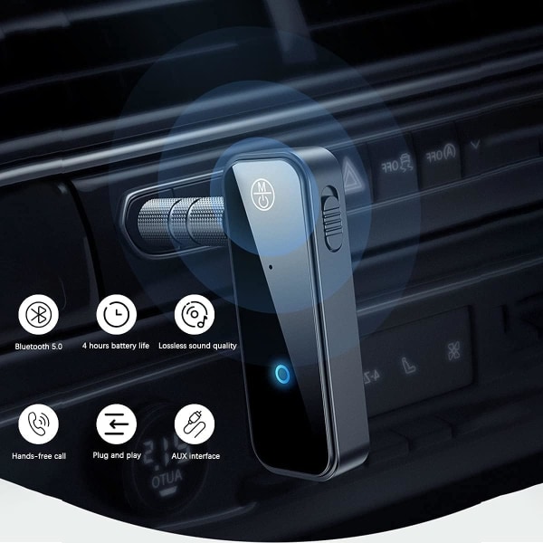 5.0 Bluetooth Audio Modtager, Mini Trådløs Bil Bluetooth Aux Adapter, 3.5mm Auto Aux-in Jack Bluetooth Audio Modtager til Hjem Stereo, Bil, PC, Hea