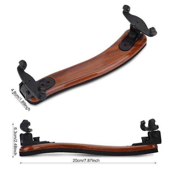 Justerbart violinstöd i massivt trä med böjbar axel för 3/4 4/4 violin och viola 200 x 60 x 45 mm/7,87 x 2,36 x 1,77 tum
