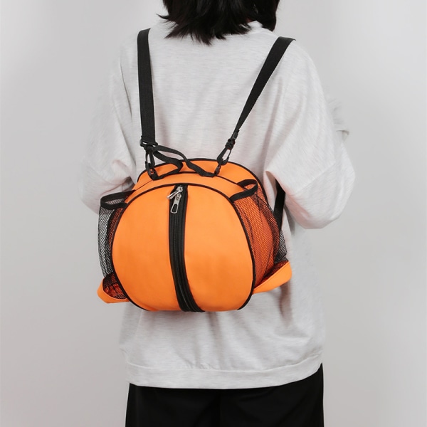 Orange Basketball Net Bag til Basketball Fodbold Volleyball, Fodboldbærerpose med Side Mesh Vandflaskelommer, Basketball Håndtaske